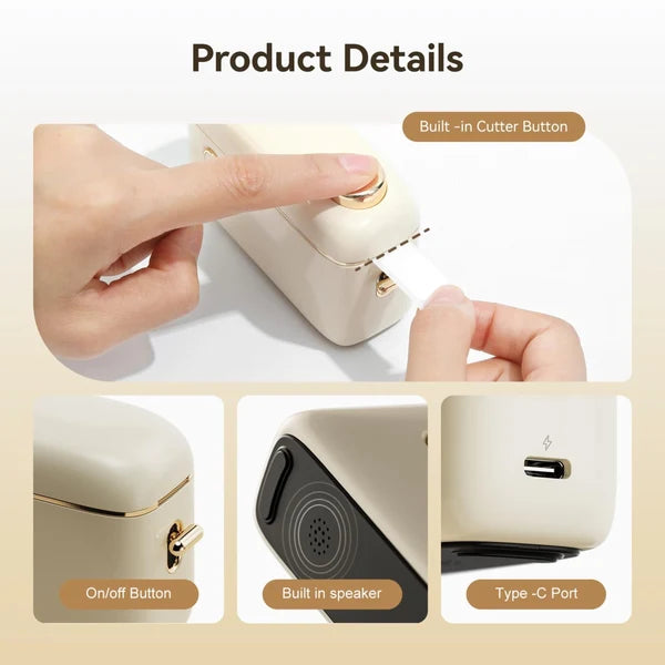 Niimbot H1S - Bluetooth Continuous Label Printer Incl Free Label - Cream White