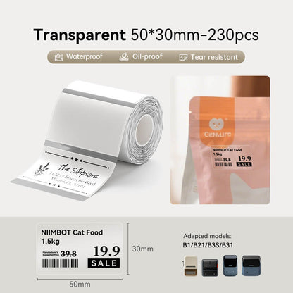 NIIMBOT B21, B1, B3S Clear labels – Transparent