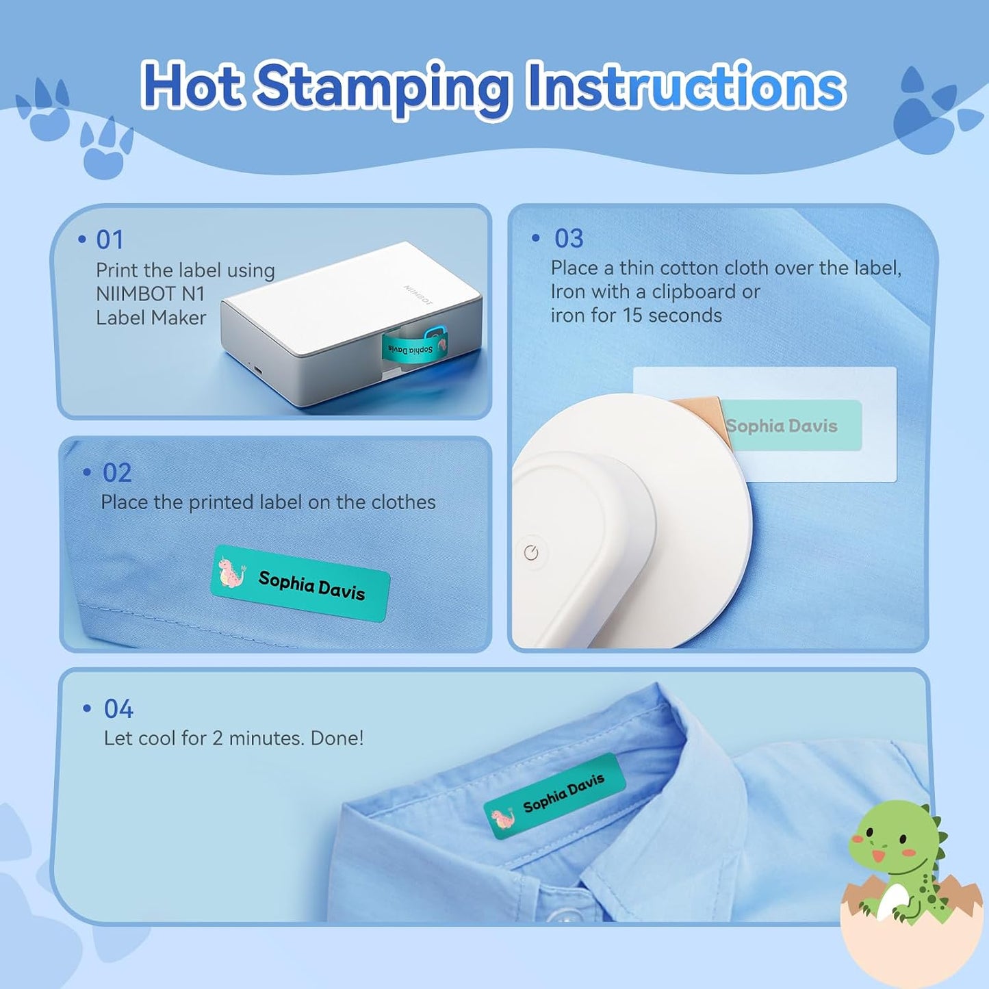 NIIMBOT Clothes Label Only for N1 Label Maker, 10x60mm Hot Stamping