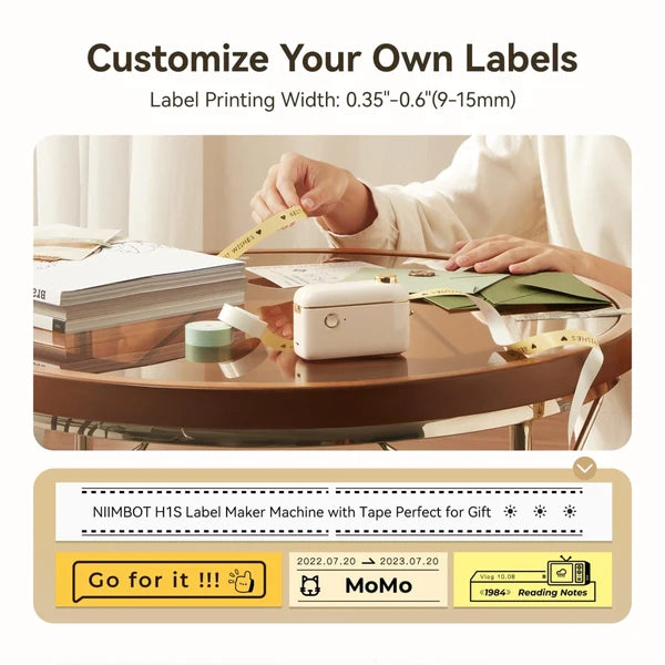 Niimbot H1S - Bluetooth Continuous Label Printer Incl Free Label - Cream White