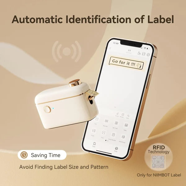 Niimbot H1S - Bluetooth Continuous Label Printer Incl Free Label - Cream White