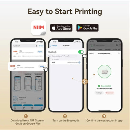 Niimbot H1S - Bluetooth Continuous Label Printer Incl Free Label - Cream White