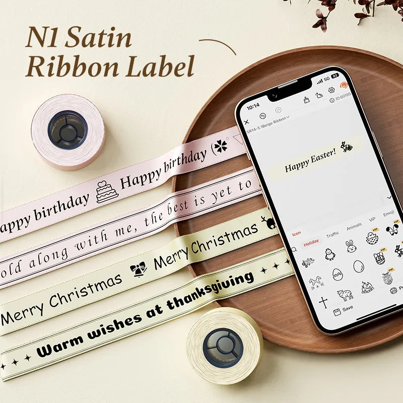 NIIMBOT N1 Satin Ribbon, Only for N1 Label Maker, suit for Gift, Wedding, Party, Craft Wrapping, DIY